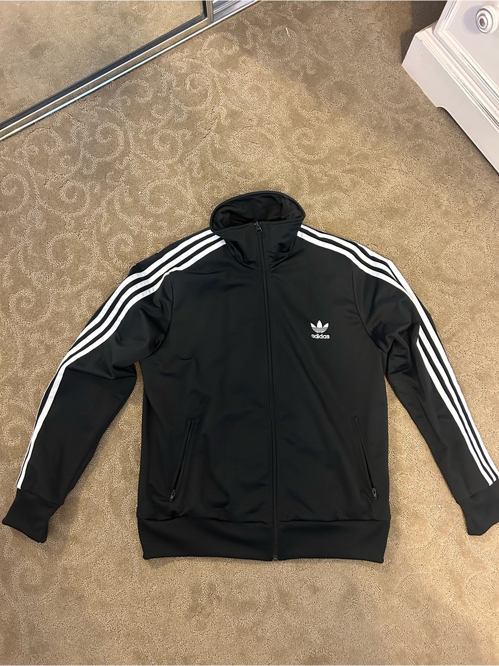 adidas Black Track Jacket with White 3-Stripes